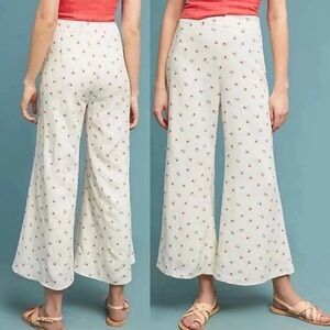 Anthropologie Feather Bone Women's Pants Size 4 Talese Wide Leg Cherry Print